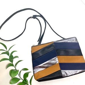 Sammy crossbody bag blue silver tan brown
